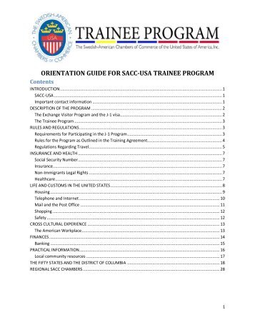 ORIENTATION GUIDE FOR SACC-USA TRAINEE PROGRAM