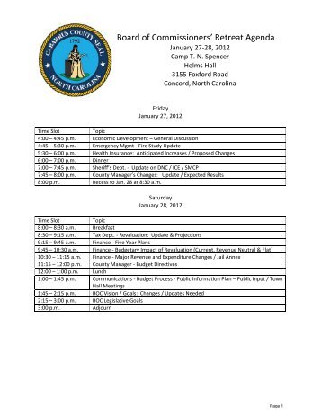 Retreat Agenda and Information - Cabarrus County