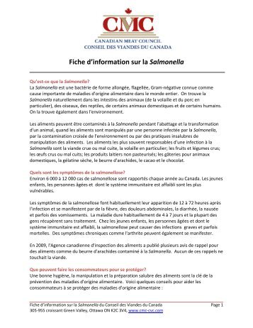 Fiche d'information sur la Salmonella