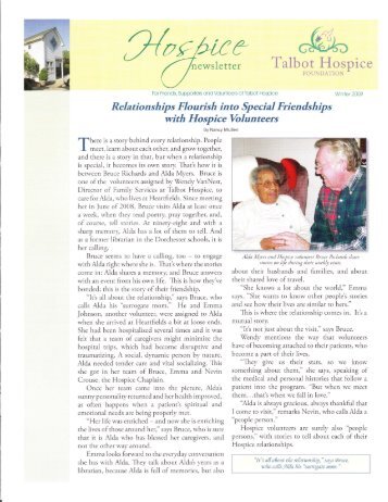 Winter Newsletter - Talbot Hospice Foundation, Inc.