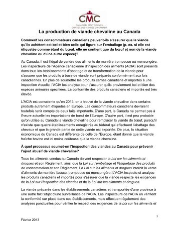 La production de viande chevaline au Canada (pdf)