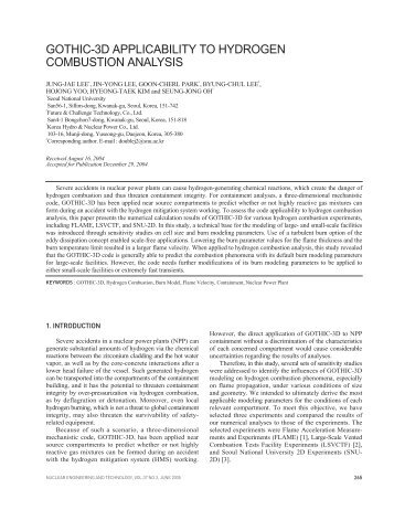 GOTHIC-3D APPLICABILITY TO HYDROGEN COMBUSTION ANALYSIS