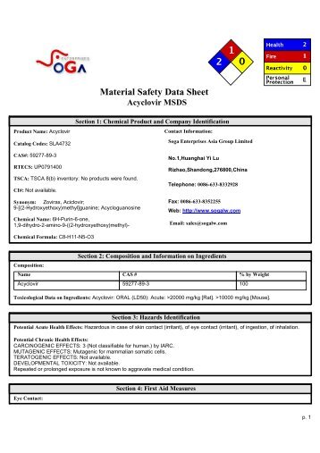 Material Safety Data Sheet Acyclovir MSDS - Science Stage