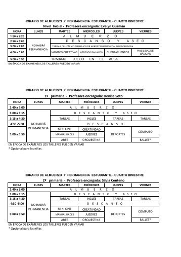 Copia de Horarios de Permanencia - IV Bimestre - Colegio Santa ...