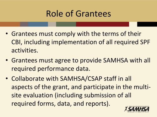 role of grantee/role of federal staff