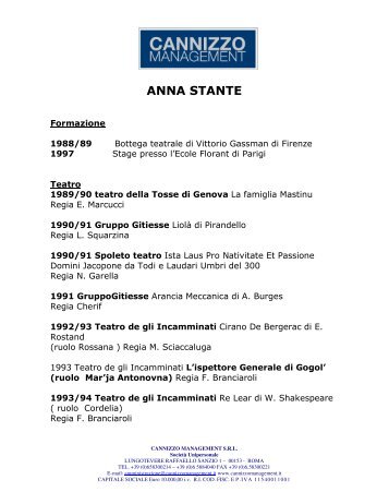 ANNA STANTE - Cannizzo Management
