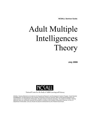 Adult Multiple Intelligences Theory - National Center for the Study of ...