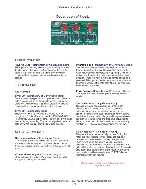 manual - Eagle Access Control Systems, Inc.