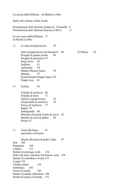 Indice delle ricette - Prefazione di Luigi Veronelli - Eleuthera