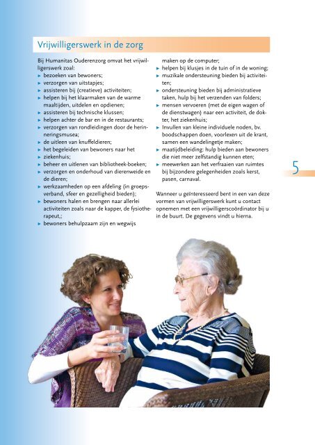 Brochure Vrijwilligerswerk bij Stichting Humanitas.