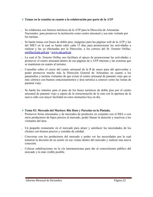 INFORME MENSUAL - Ministerio de Comercio e Industrias