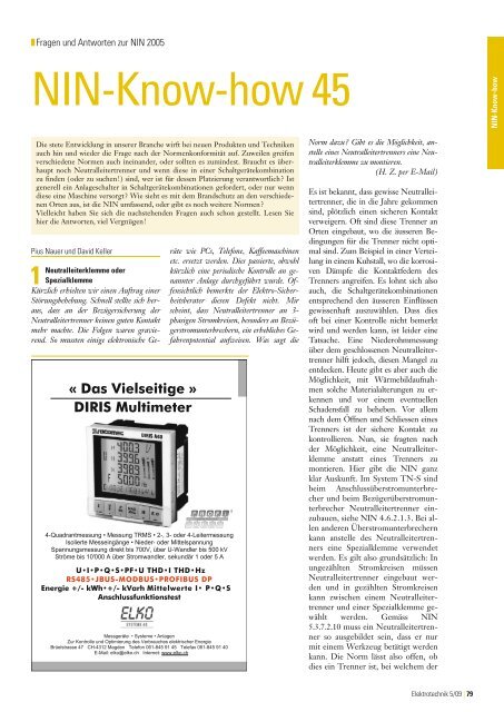 Das Vielseitige » DIRIS Multimeter - bei AER Elektro-Kontrollen