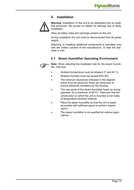 Electrode Steam Humidifier Manual