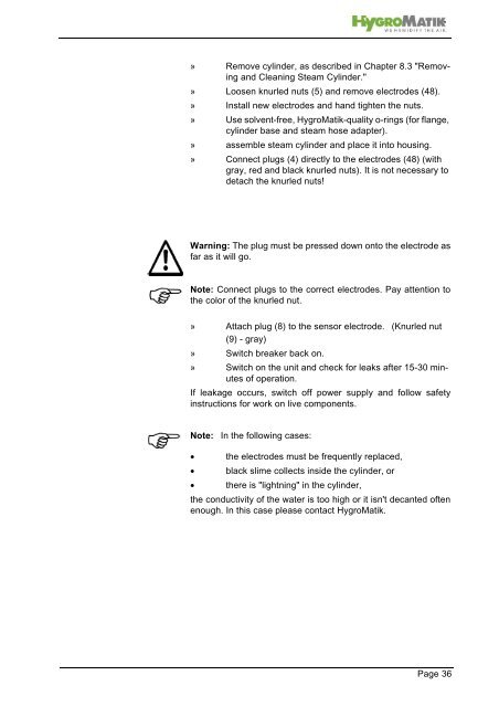 Electrode Steam Humidifier Manual