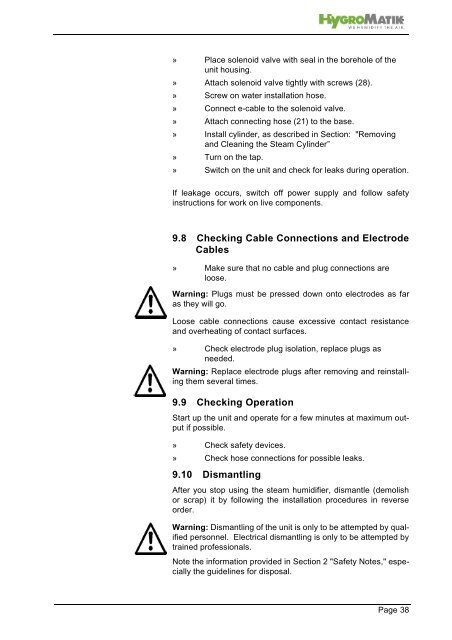 Electrode Steam Humidifier Manual