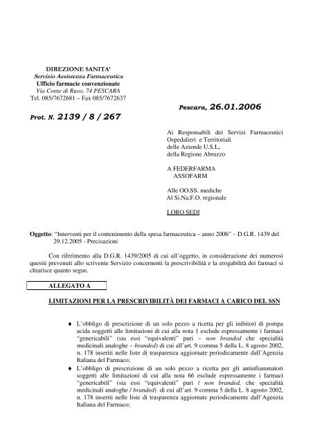 precisazioni delibera 1439_2005.pdf - Regione Abruzzo