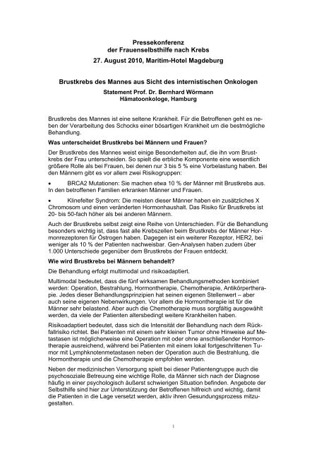 Statement Prof. Dr. Berhanrd Wörmann - Frauenselbsthilfe nach ...