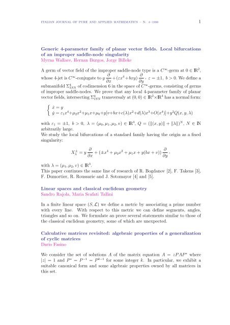 Italian Journal Of Pure And Applied Mathematics A N 04a 1998