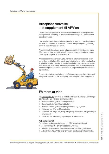 Faktablad om APV for murerarbejde - BAR Bygge & AnlÃ¦g