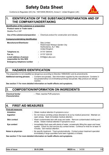 Safety Data Sheet - County Construction Chemicals Ltd