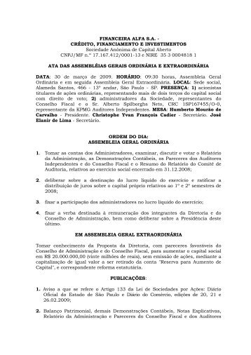 FINANCEIRA ALFA S.A. - CRÃDITO, FINANCIAMENTO E ...