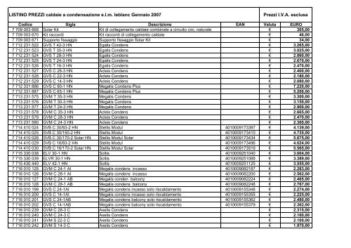 Listino elm leblanc condensazione excel - Bosch