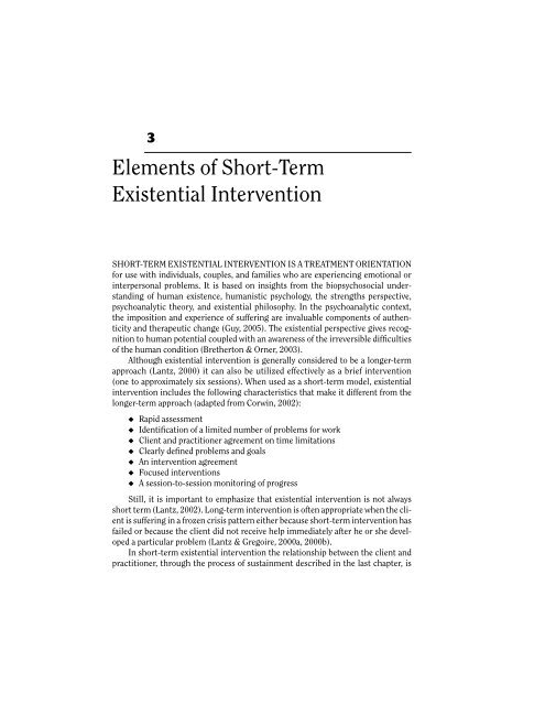 Elements of Short-Term Existential Intervention - Lyceum Books