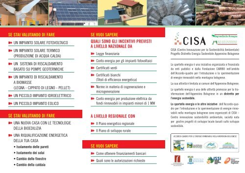 Scarica la brochure dello Sportello Energia - Centro CISA