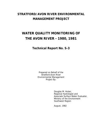 Water Quality Monitoring of the Avon River - Ontario Agri ...