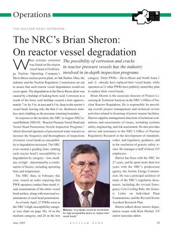 The NRC's Brian Sheron: On reactor vessel degradation