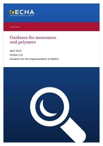 Guidance for monomers and polymers - ECHA - Europa