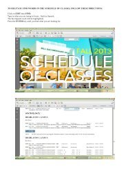 Schedule of Classes - Fall 2013 - South Florida State College