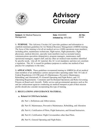 FAA Advisory Circular AC No - Virginia Department of Health