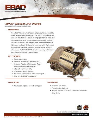 MPLCÂ® Tactical Line Charge - Ensign-Bickford Aerospace ...