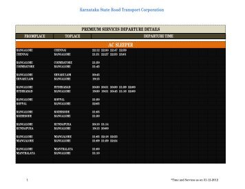 premium services departure details - KSRTC