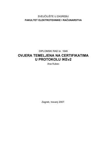 Ovjera temeljena na certifikatima u protokolu IKEv2 - Zemris - FER