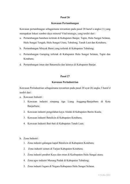 peraturan daerah propinsi kalimantan selatan nomor 9 tahun 2000 ...