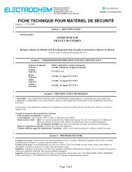 fiche technique pour matÃ©riel de sÃ©curitÃ© - Electrochem Solutions