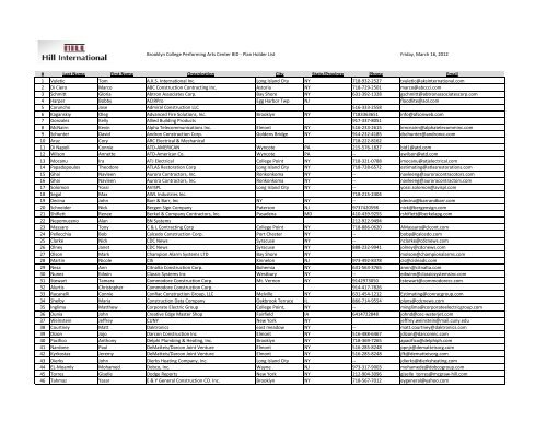 Plan Holder List PAC 2012_3_16 - Hill International PDM
