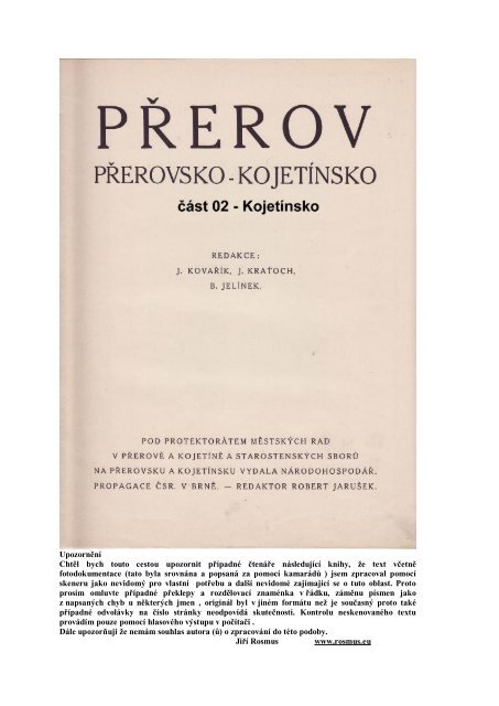 PÅ™erovsko - KojetÃnsko 1933 Ä Ã¡st 02 Kojetinsko - rosmus