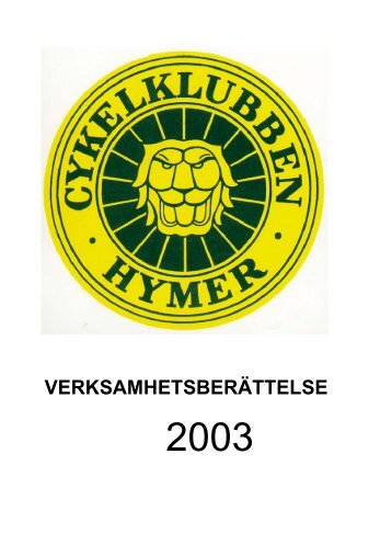 Verksamhetsrappot 2003 - CK Hymer