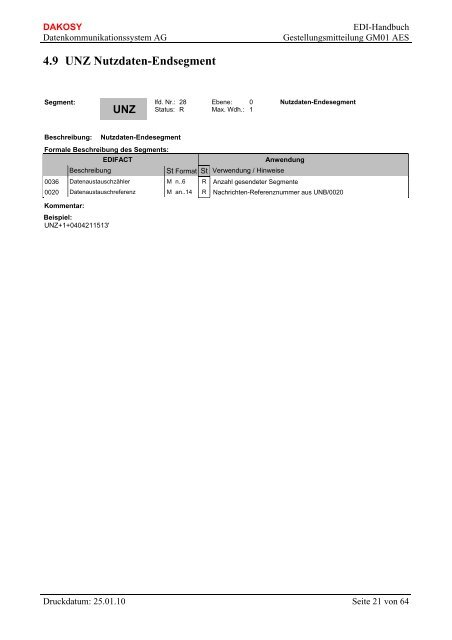 5 Nachrichtenstruktur - DAKOSY Datenkommunikationssystem AG