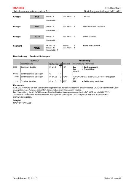 5 Nachrichtenstruktur - DAKOSY Datenkommunikationssystem AG