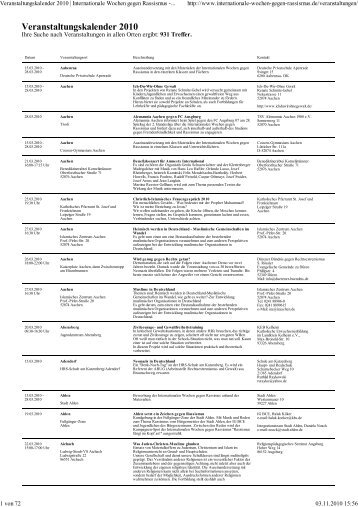 Veranstaltungskalender 2010... - Internationale Wochen gegen  ...