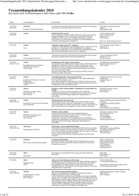 Veranstaltungskalender 2010... - Internationale Wochen gegen  ...