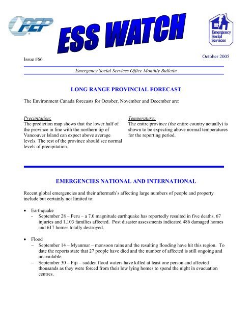 October 2005 - Emergency Social Services