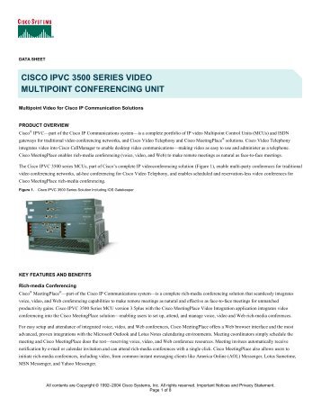 cisco ipvc 3500 series video multipoint conferencing unit