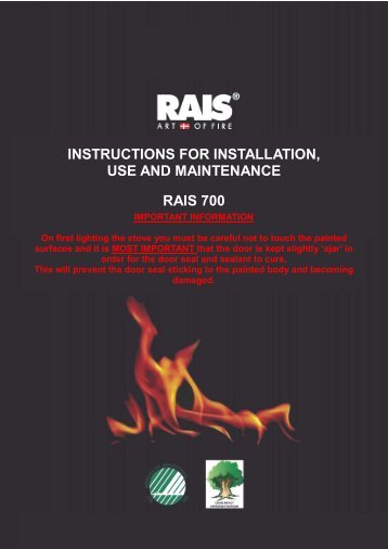 Rais 700 Installation, Use and Maintenance Manual - Robeys Ltd