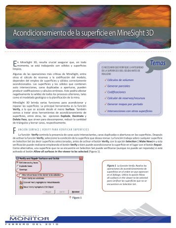 Acondicionamiento de la superficie en MineSight 3D - Mintec, Inc.