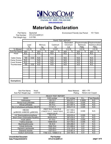 973-015-020R121 Material Declaration - NorComp